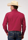 Roper Mens Long Sleeve Snap Solid Poplin Stretch Red Western Shirt - Roper