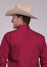Mens Roper Solid Red Stretch Poplin Long Sleeve Snap Shirt - Roper - Flyclothing LLC