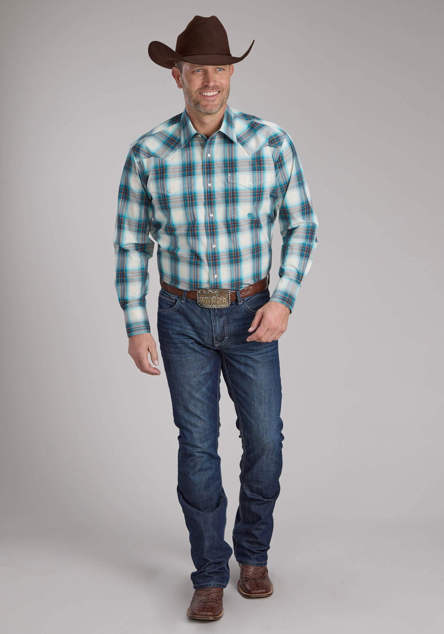 Roper Mens Taos Ombre Plaid Long Sleeve Snap Western Shirt - Roper - Flyclothing LLC