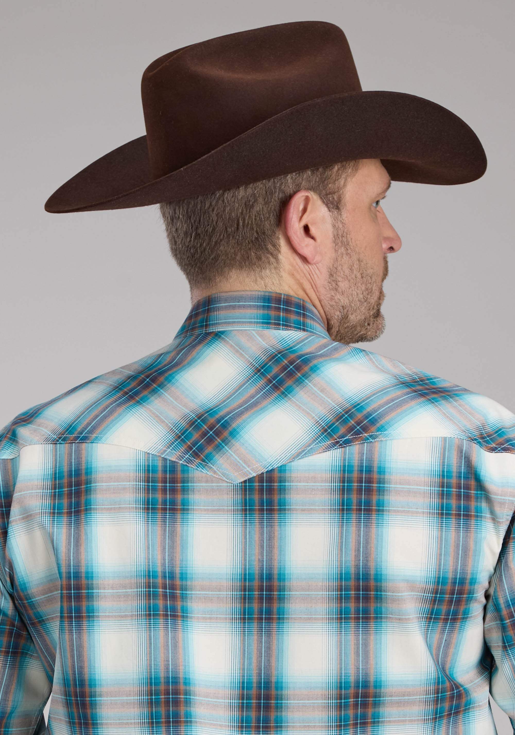 Roper Mens Taos Ombre Plaid Long Sleeve Snap Western Shirt - Roper - Flyclothing LLC