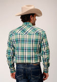 Roper Mens Long Sleeve Snap Ocean Plaid Western Shirt - Roper