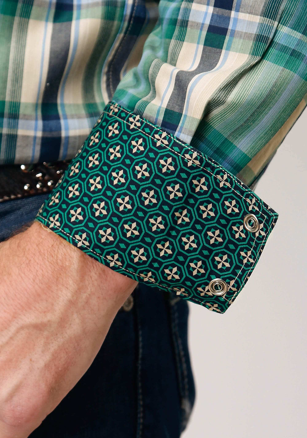 Roper Mens Long Sleeve Snap Ocean Plaid Western Shirt - Roper - Flyclothing LLC