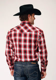 Roper Mens Long Sleeve Snap Basic Red Plaid Western Shirt - Roper