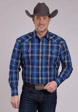 Roper Mens Long Sleeve Snap Midnight Plaid Western Shirt - Roper - Flyclothing LLC