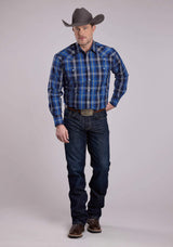 Roper Mens Long Sleeve Snap Midnight Plaid Western Shirt - Roper - Flyclothing LLC