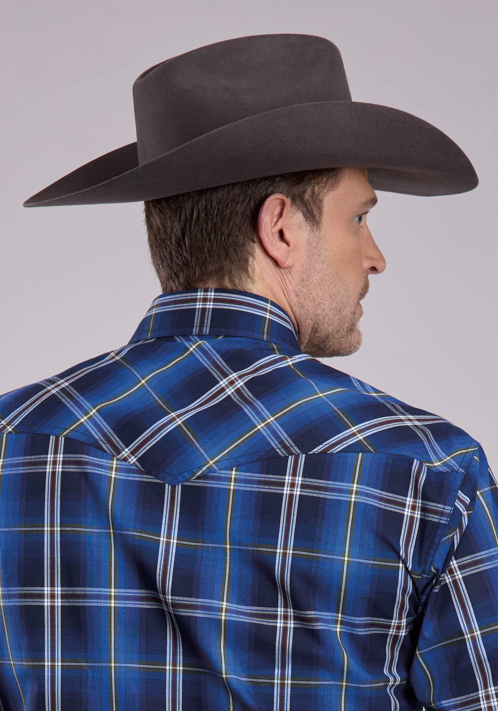 Roper Mens Long Sleeve Snap Midnight Plaid Western Shirt - Roper - Flyclothing LLC