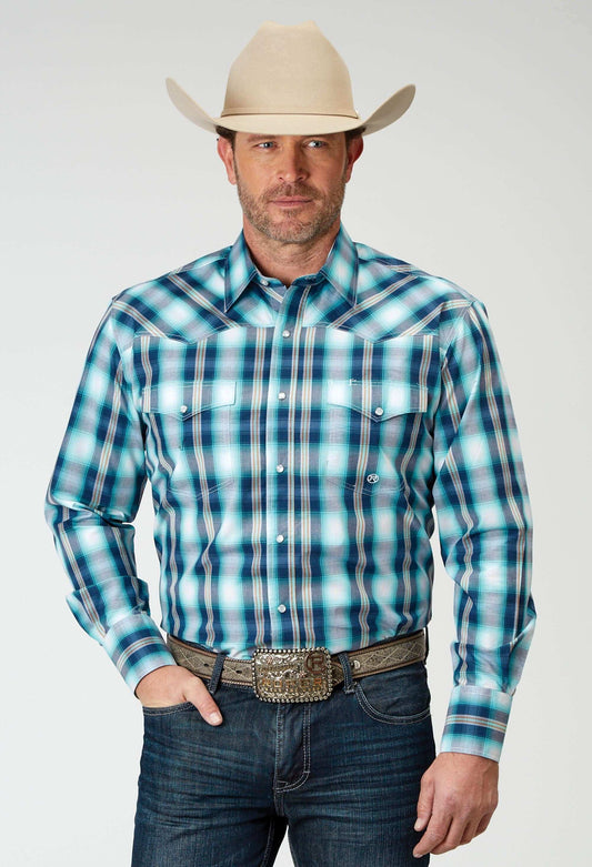 Roper Mens Long Sleeve Snap Cool Breeze Plaid Western Shirt - Roper - Flyclothing LLC