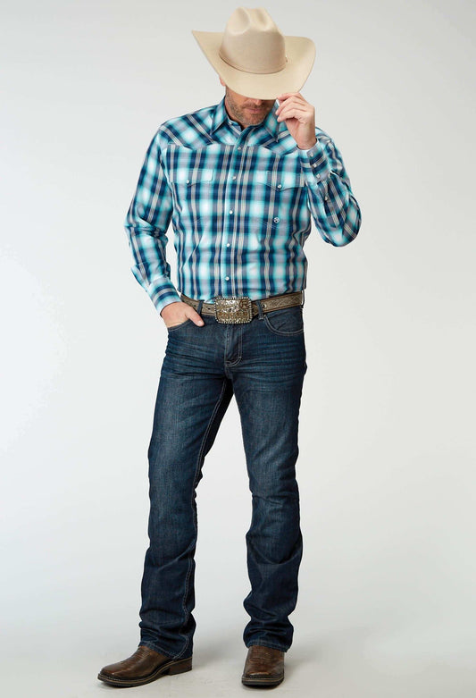 Roper Mens Long Sleeve Snap Cool Breeze Plaid Western Shirt - Roper - Flyclothing LLC