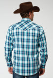 Roper Mens Long Sleeve Snap Cool Breeze Plaid Western Shirt - Roper