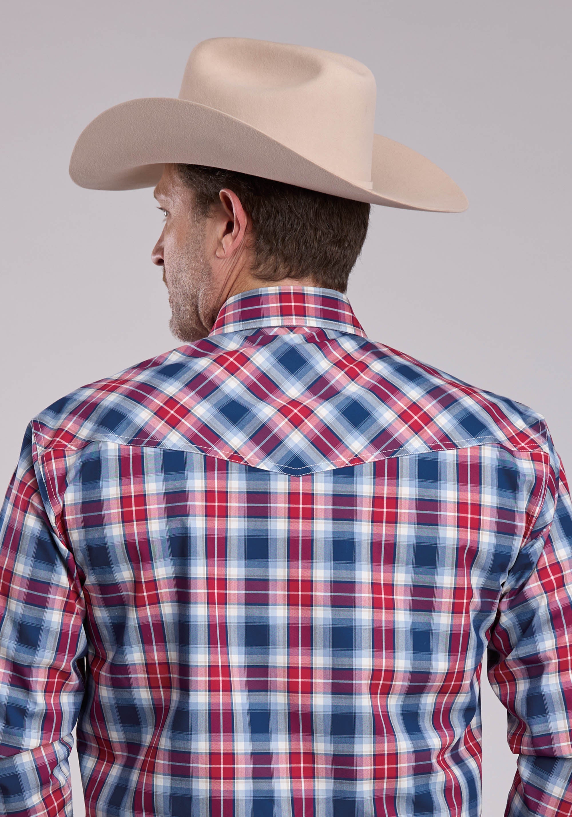 Mens Roper American West Plaid Long Sleeve Snap Shirt