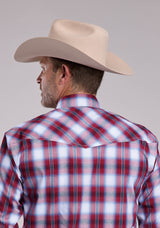 Mens Roper Ball Park Plaid Long Sleeve Snap Shirt