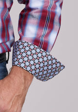 Mens Roper Ball Park Plaid Long Sleeve Snap Shirt