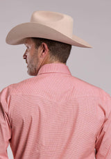 Mens Roper Coral Stretch Mini Check Long Sleeve Snap Shirt - Roper - Flyclothing LLC