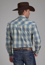 Roper Mens Dungaree Plaid Long Sleeve Snap Western Shirt