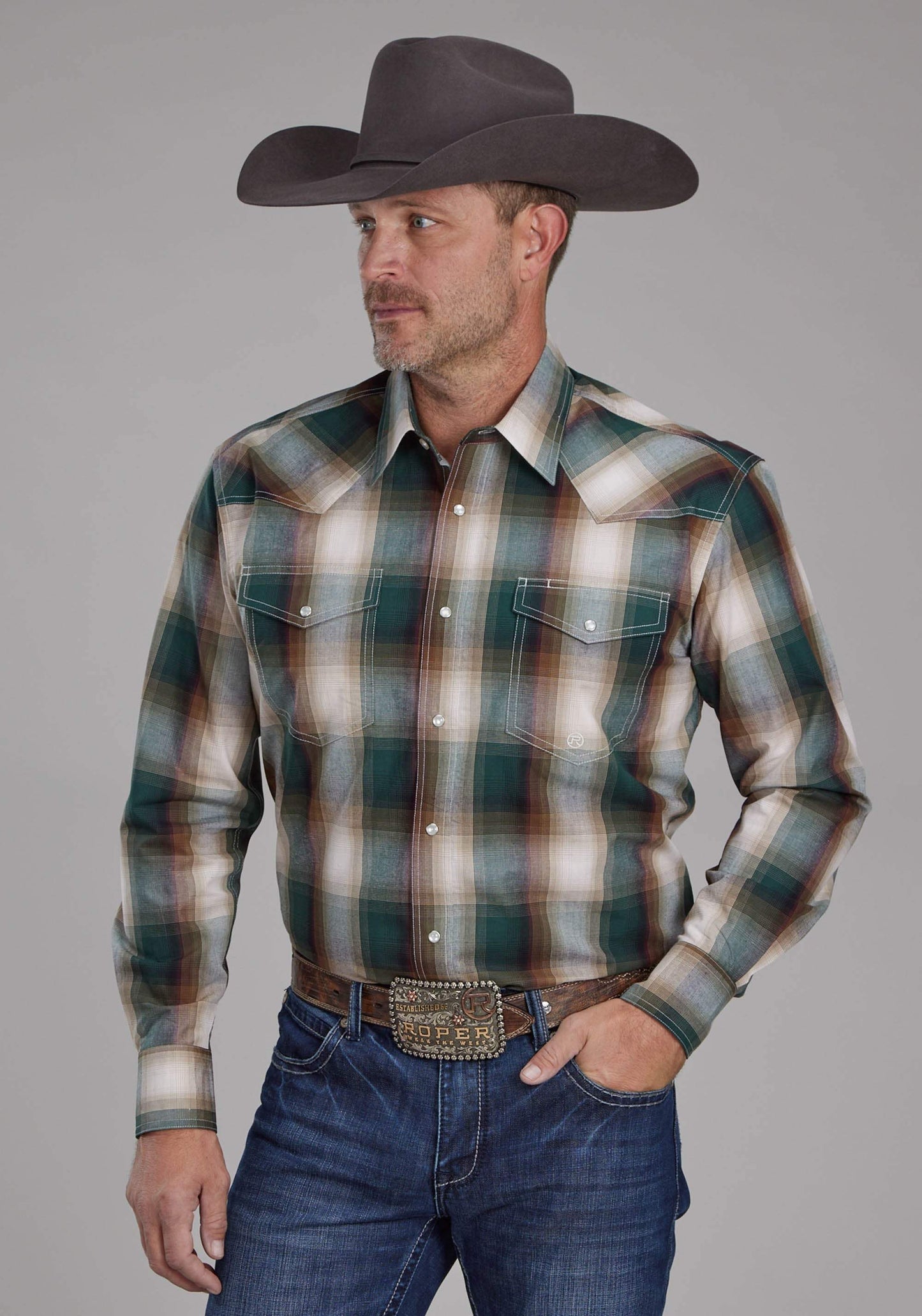 Roper Mens Tall Tree Plaid Long Sleeve Snap Western Shirt - Roper - Flyclothing LLC