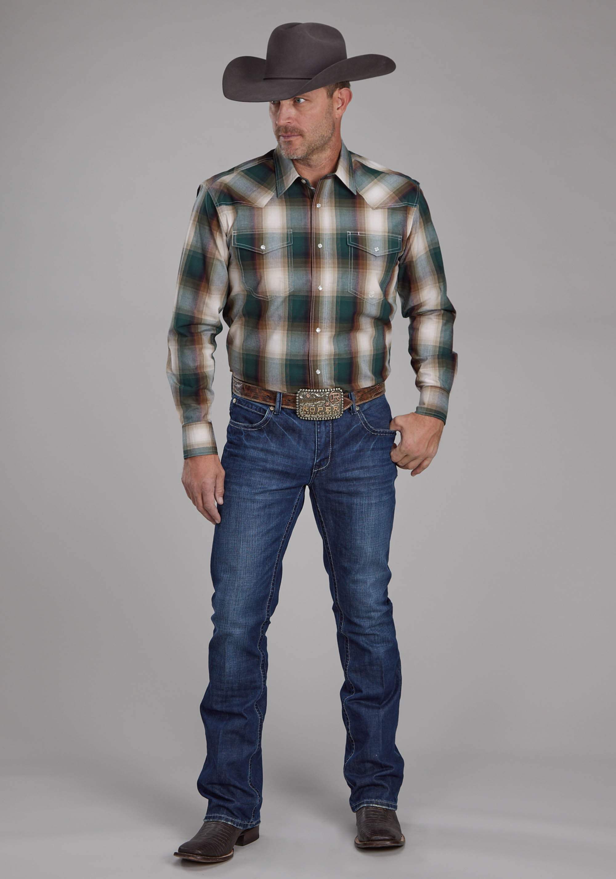 Roper Mens Tall Tree Plaid Long Sleeve Snap Western Shirt - Roper - Flyclothing LLC