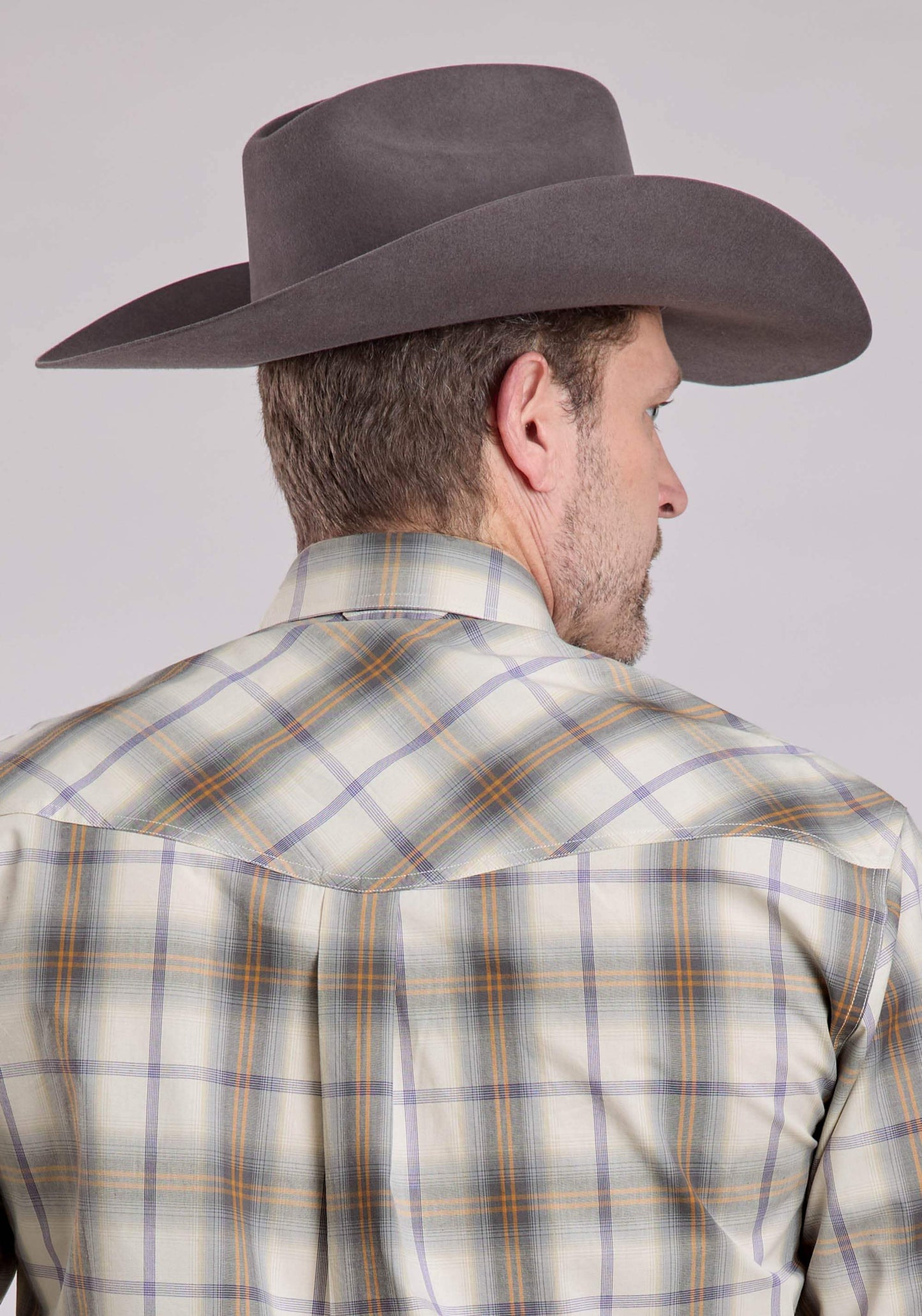 Roper Mens Long Sleeve Snap Silver Haze Plaid Western Shirt - Roper - Flyclothing LLC