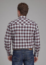 Roper Mens Stretch Plaid - Brown Long Sleeve Snap Western Shirt