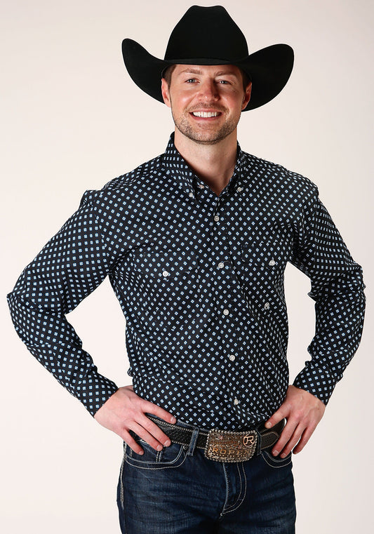 Roper Mens Long Sleeve Button New Star Foulard Western Shirt - Roper