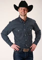 Roper Mens Long Sleeve Button New Star Foulard Western Shirt - Roper