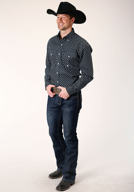 Roper Mens Long Sleeve Button New Star Foulard Western Shirt - Roper