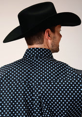 Roper Mens Long Sleeve Button New Star Foulard Western Shirt - Roper