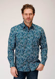 Roper Mens Long Sleeve Button Canyon Paisley Western Shirt - Roper