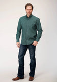 Roper Mens Long Sleeve Button Croshort Sleeve Walk Foulard Western Shirt - Roper