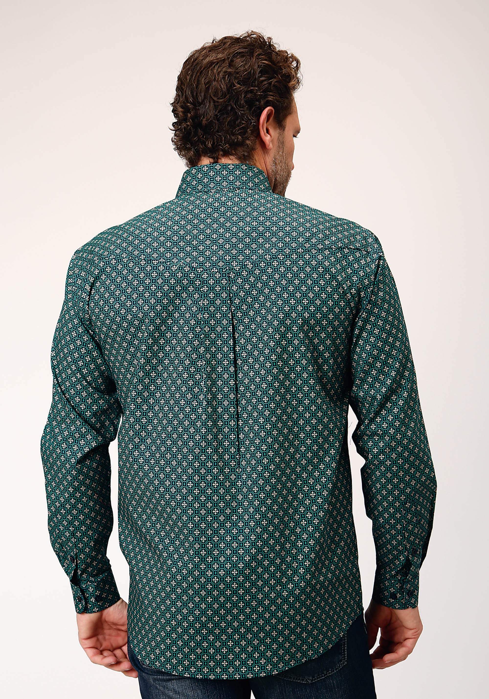 Roper Mens Long Sleeve Button Croshort Sleeve Walk Foulard Western Shirt - Roper - Flyclothing LLC