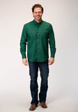 Roper Mens Long Sleeve Button Four Leaf Foulard Western Shirt - Roper