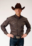 Roper Mens Long Sleeve Button Diamond Medallion Western Shirt - Roper