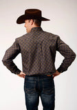 Roper Mens Long Sleeve Button Diamond Medallion Western Shirt - Roper