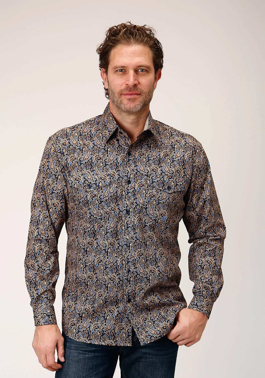 Roper Mens Long Sleeve Button Vintage Paisley Western Shirt - Roper - Flyclothing LLC