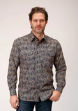 Roper Mens Long Sleeve Button Vintage Paisley Western Shirt - Roper