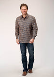 Roper Mens Long Sleeve Button Vintage Paisley Western Shirt - Roper
