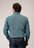 Roper Mens Long Sleeve Button Lattice Medallion Print Western Shirt - Roper