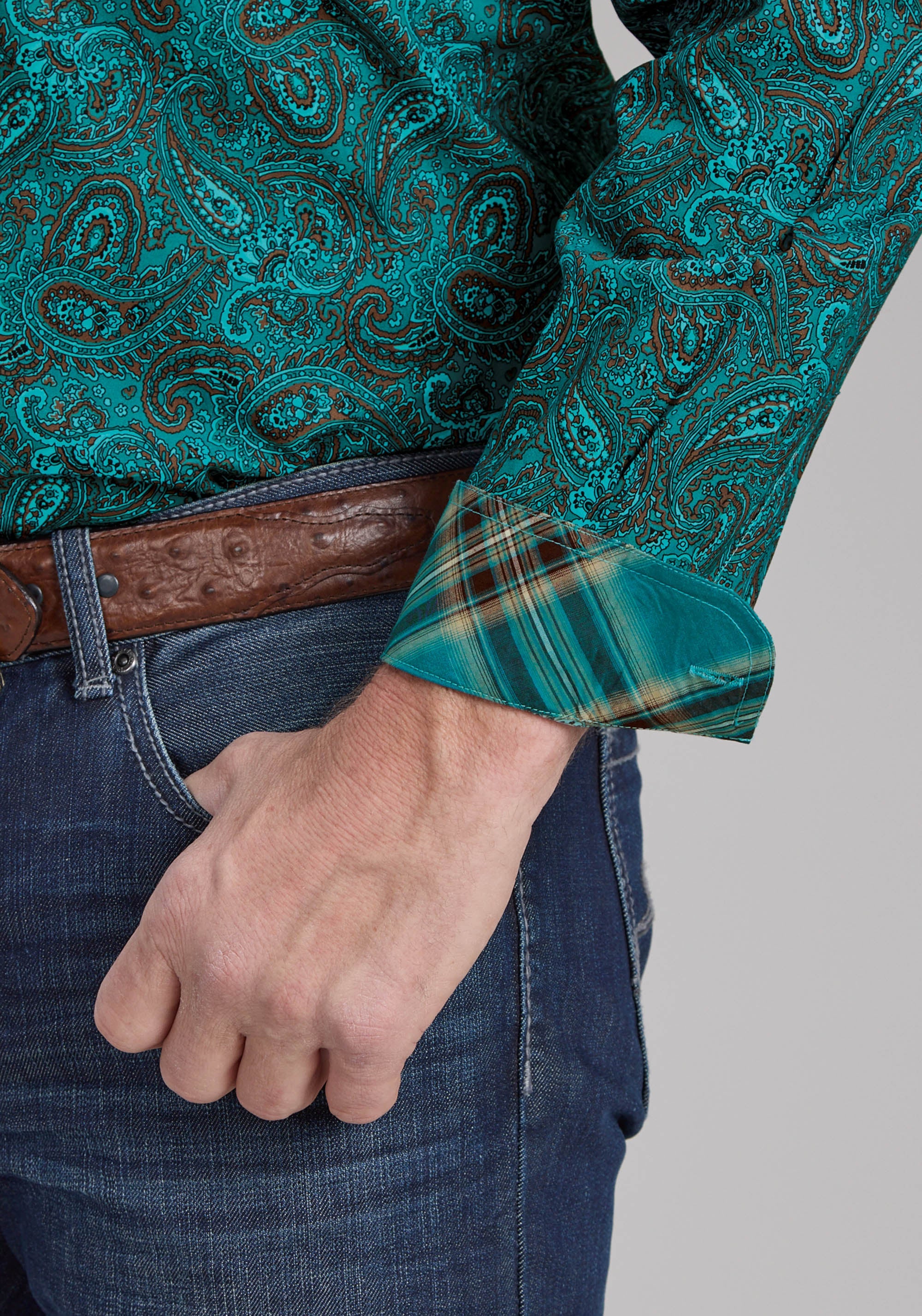 Roper Mens Mallard Paisley Long Sleeve Button Western Shirt