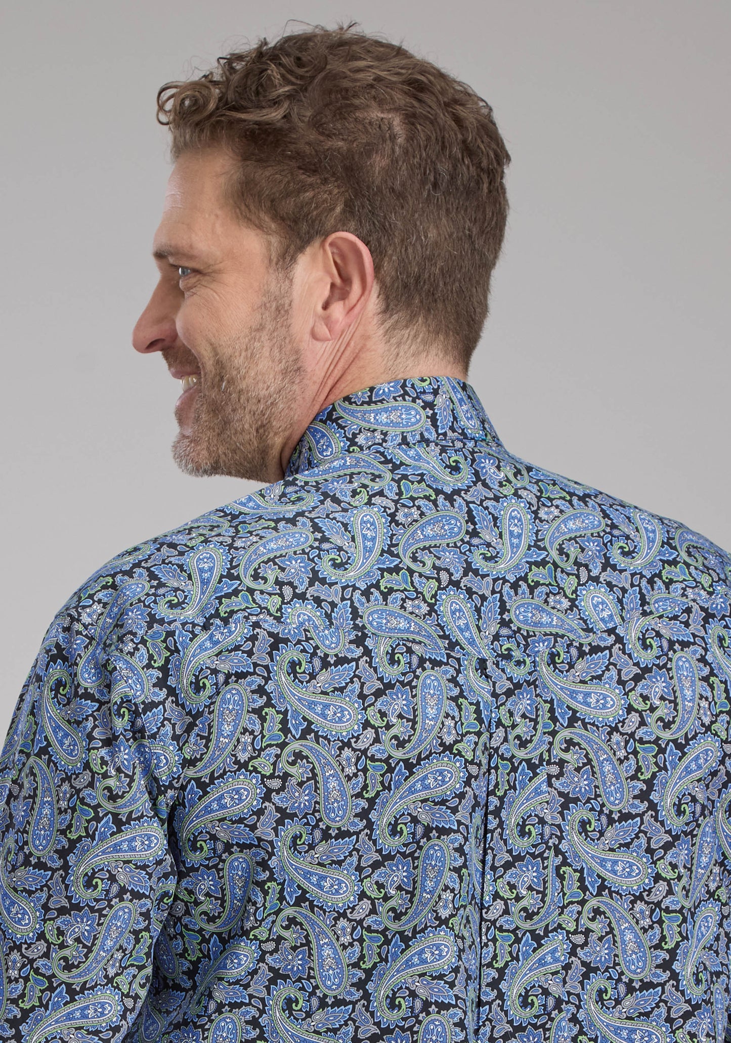 Roper Mens Cobalt Paisley Long Sleeve Button Western Shirt