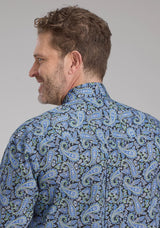 Roper Mens Cobalt Paisley Long Sleeve Button Western Shirt