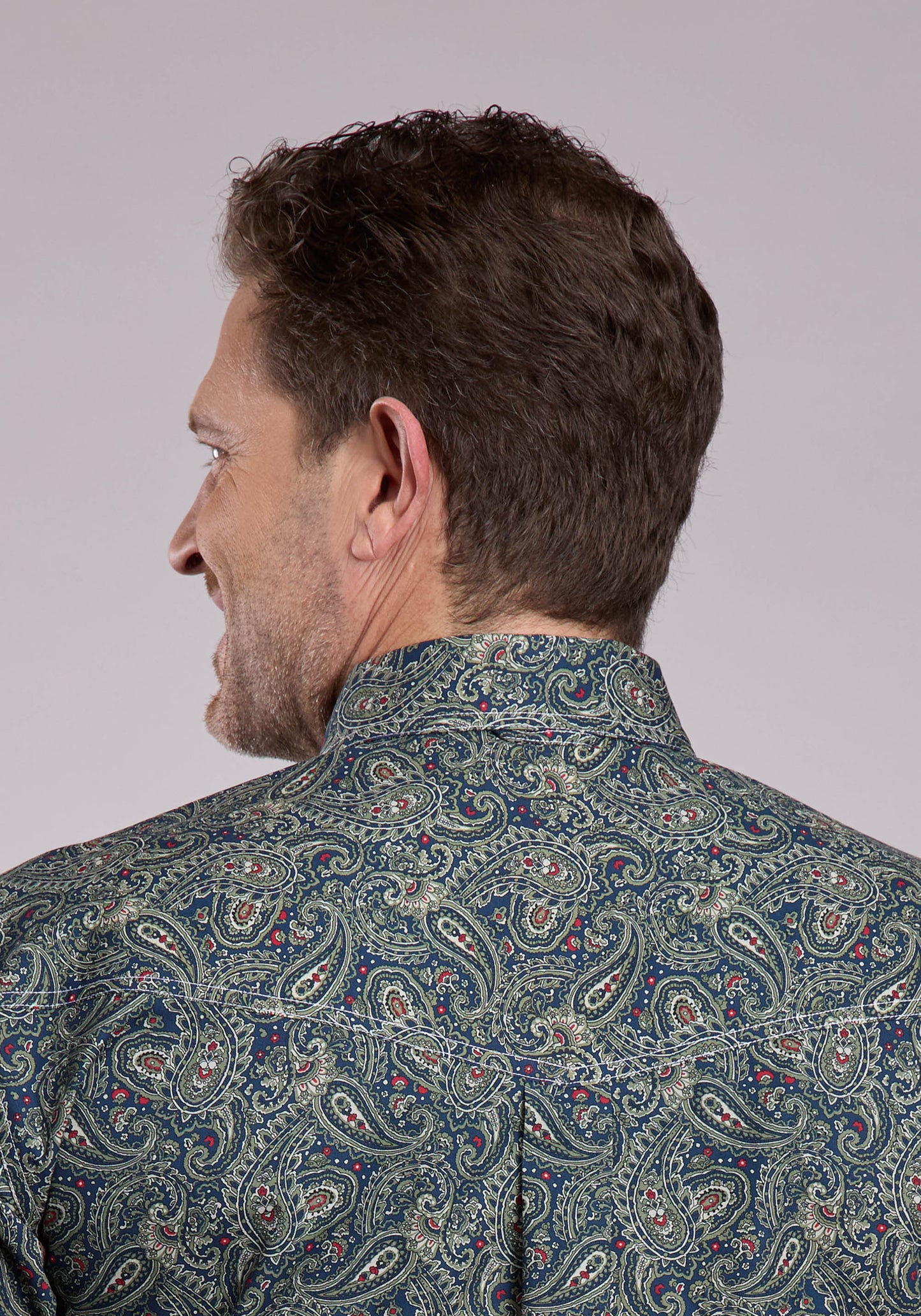 Roper Mens Long Sleeve Button Forest Paisley Western Shirt