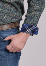 Roper Mens Long Sleeve Button Forest Paisley Western Shirt
