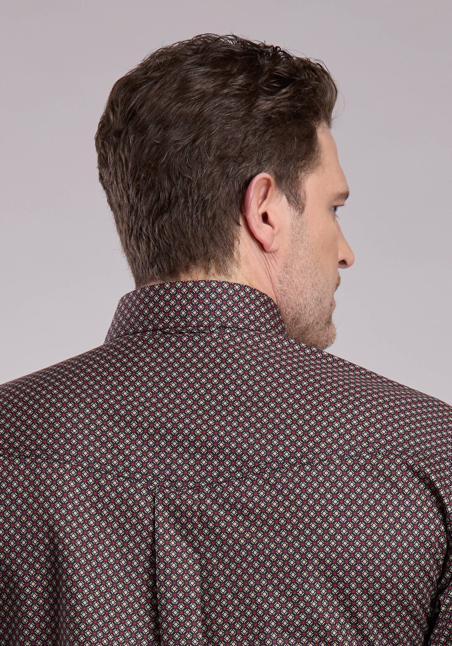 Roper Mens Long Sleeve Button Red Star Geo Western Shirt