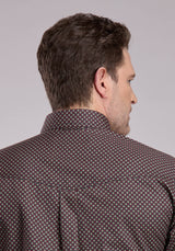 Roper Mens Long Sleeve Button Red Star Geo Western Shirt
