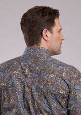 Roper Mens Long Sleeve Button Bluebird Paisley Western Shirt