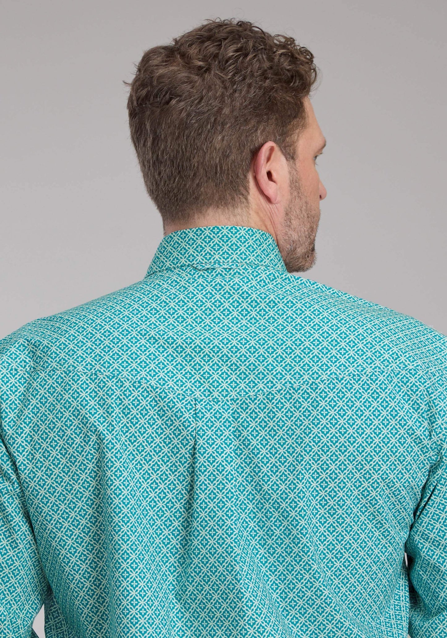 Roper Mens Stretch Four Point Foulard - Turq Long Sleeve Button Western Shirt - Roper - Flyclothing LLC