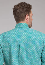 Roper Mens Stretch Four Point Foulard - Turq Long Sleeve Button Western Shirt - Roper - Flyclothing LLC