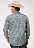Roper Mens Long Sleeve Button Delft Paisley Western Shirt - Roper
