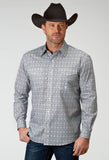 Roper Mens Long Sleeve Button Silver Medallion Western Shirt - Roper