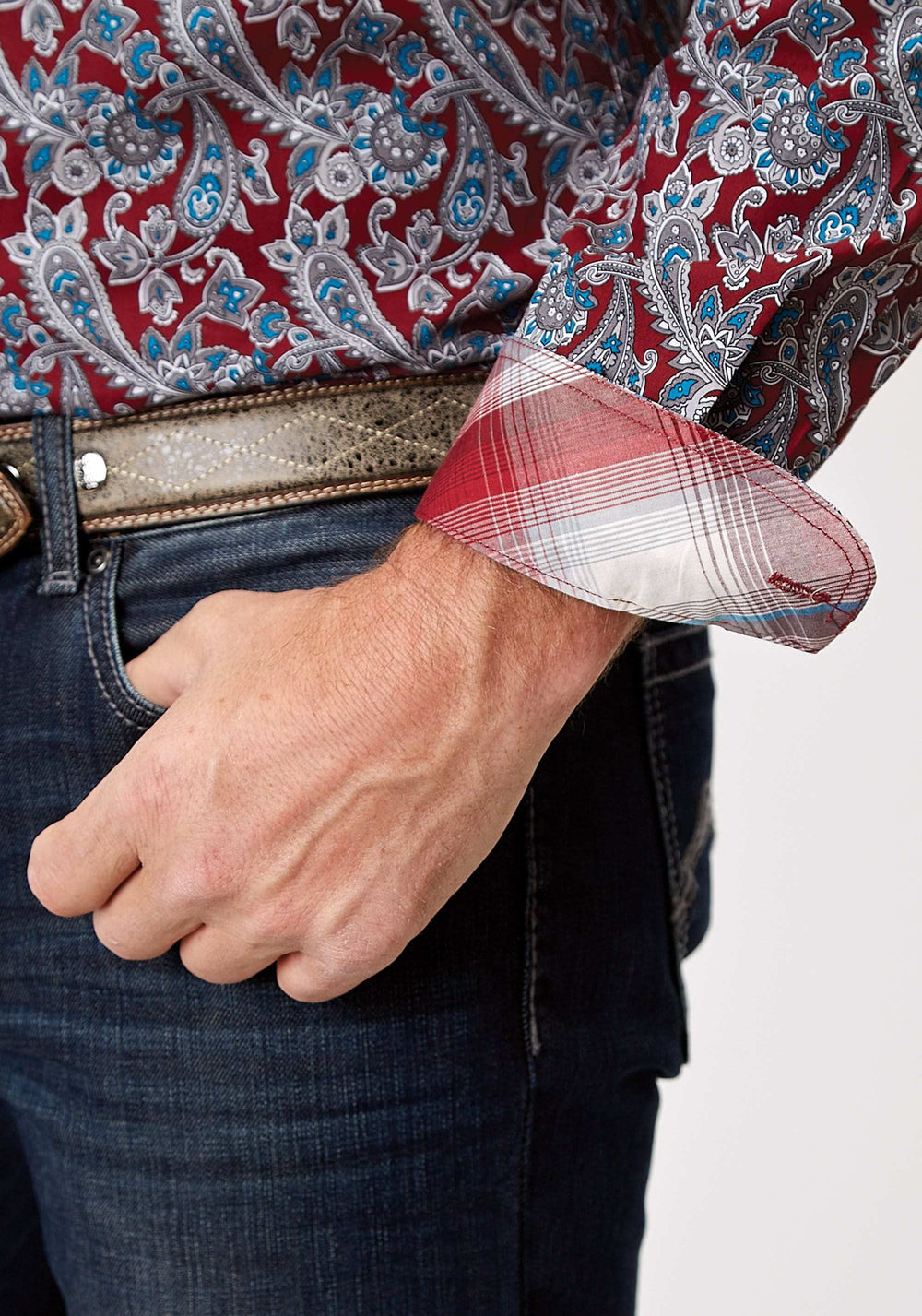 Roper Mens Long Sleeve Button Red River Paisley Western Shirt - Roper - Flyclothing LLC