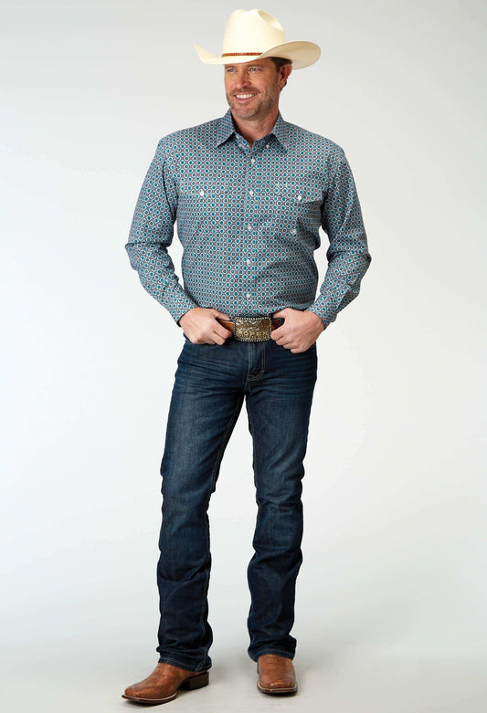 Roper Mens Long Sleeve Button Frontier Foulard Western Shirt - Roper - Flyclothing LLC